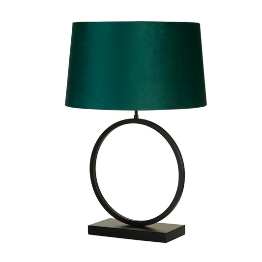 Searchlight Elegant Tafellamp Mat Zwart Metaal With Emerald Lampenkap