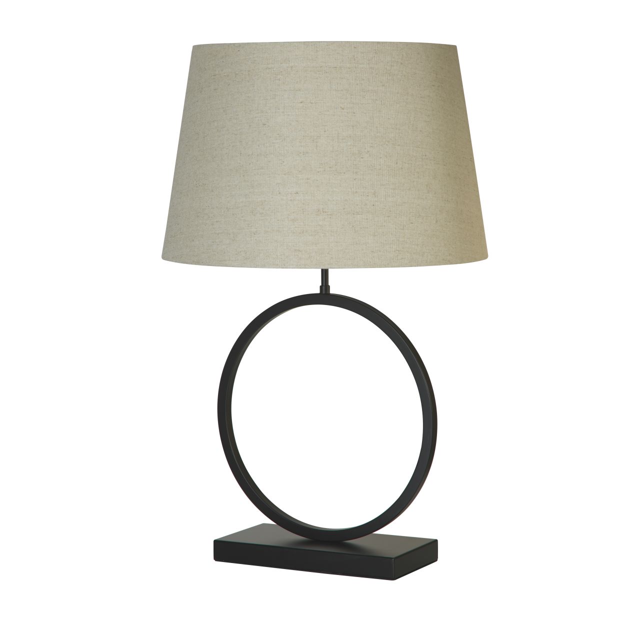 Searchlight Elegant Tafellamp Mat Zwart Metaal With Naturel Lampenkap