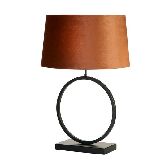 Searchlight Elegant Tafellamp Mat Zwart Metaal With Burnt Orange Lampenkap