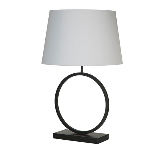 Searchlight Elegant Tafellamp Mat Zwart Metaal With Wit Lampenkap