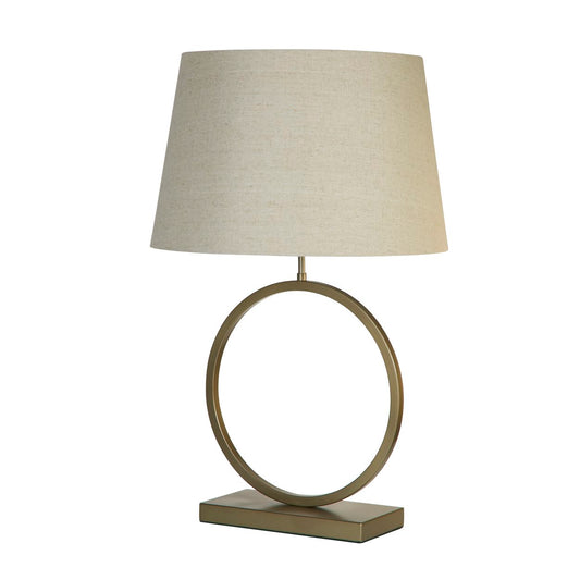 Searchlight Elegant Tafellamp Brons Metaal With Naturel Lampenkap