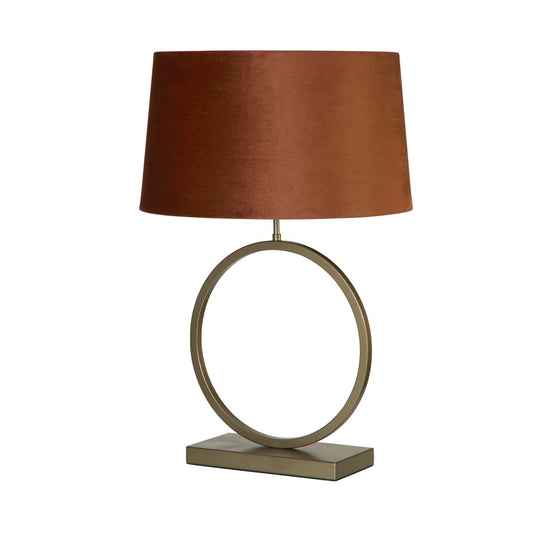 Searchlight Elegant Tafellamp Brons Metaal With Burnt Orange Lampenkap