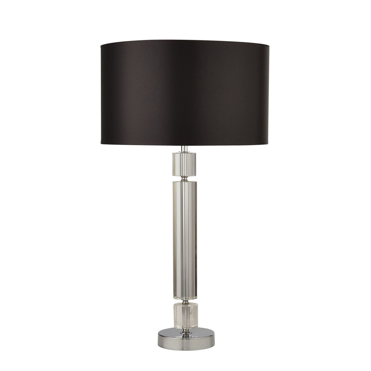 Searchlight Kylie Tafellamp Chroom Metaal, Helder Glas & Zwart Lampenkap