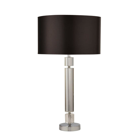 Searchlight Kylie Tafellamp Chroom Metaal, Helder Glas & Zwart Lampenkap