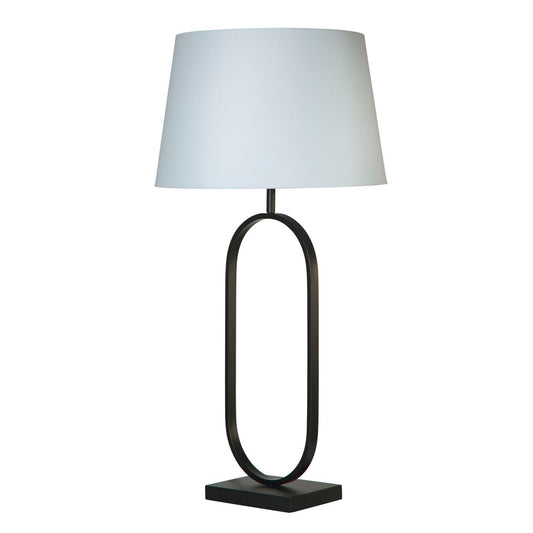Searchlight Modish Tafellamp Mat Zwart Metaal With Wit Lampenkap