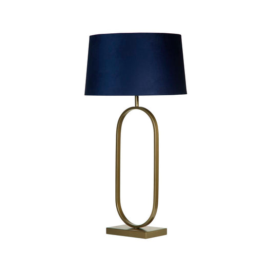 Searchlight Modish Tafellamp Brons Metaal with Navy Lampenkap