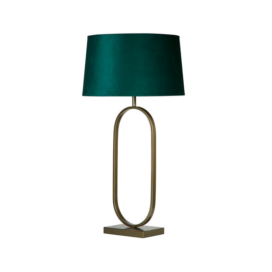 Searchlight Modish Tafellamp Brons Metaal with Emerald Lampenkap