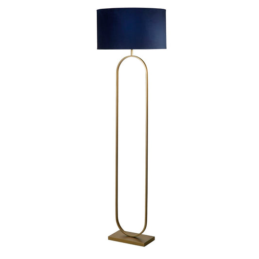Searchlight Modish Vloerlamp Brons Metaal with Navy Lampenkap
