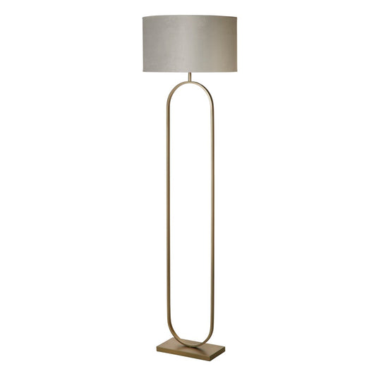 Searchlight Modish Vloerlamp Brons Metaal with Grijs Lampenkap