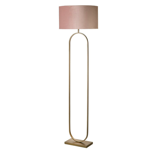 Searchlight Modish Vloerlamp Brons Metaal with Roze Lampenkap