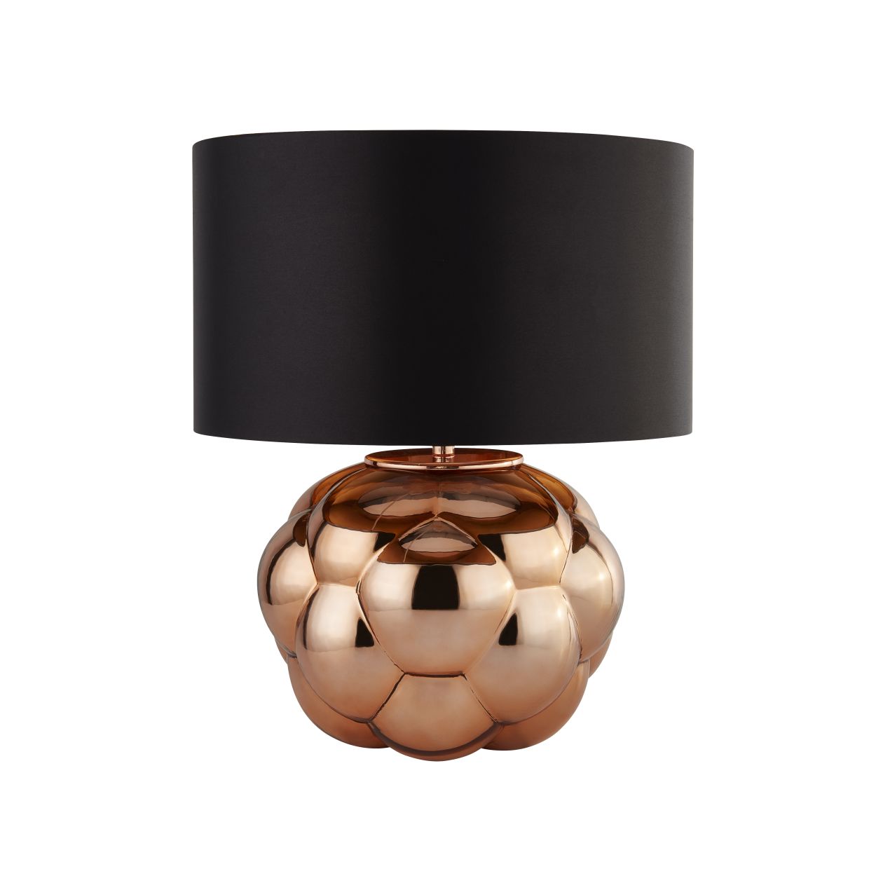 Searchlight Fizz Tafellamp Koper Glas & Zwart Faux Silk Lampenkap