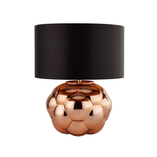Searchlight Fizz Tafellamp Koper Glas & Zwart Faux Silk Lampenkap