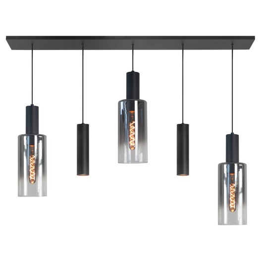 Highlight Hanglamp Perugia Zwart met Glas 5L