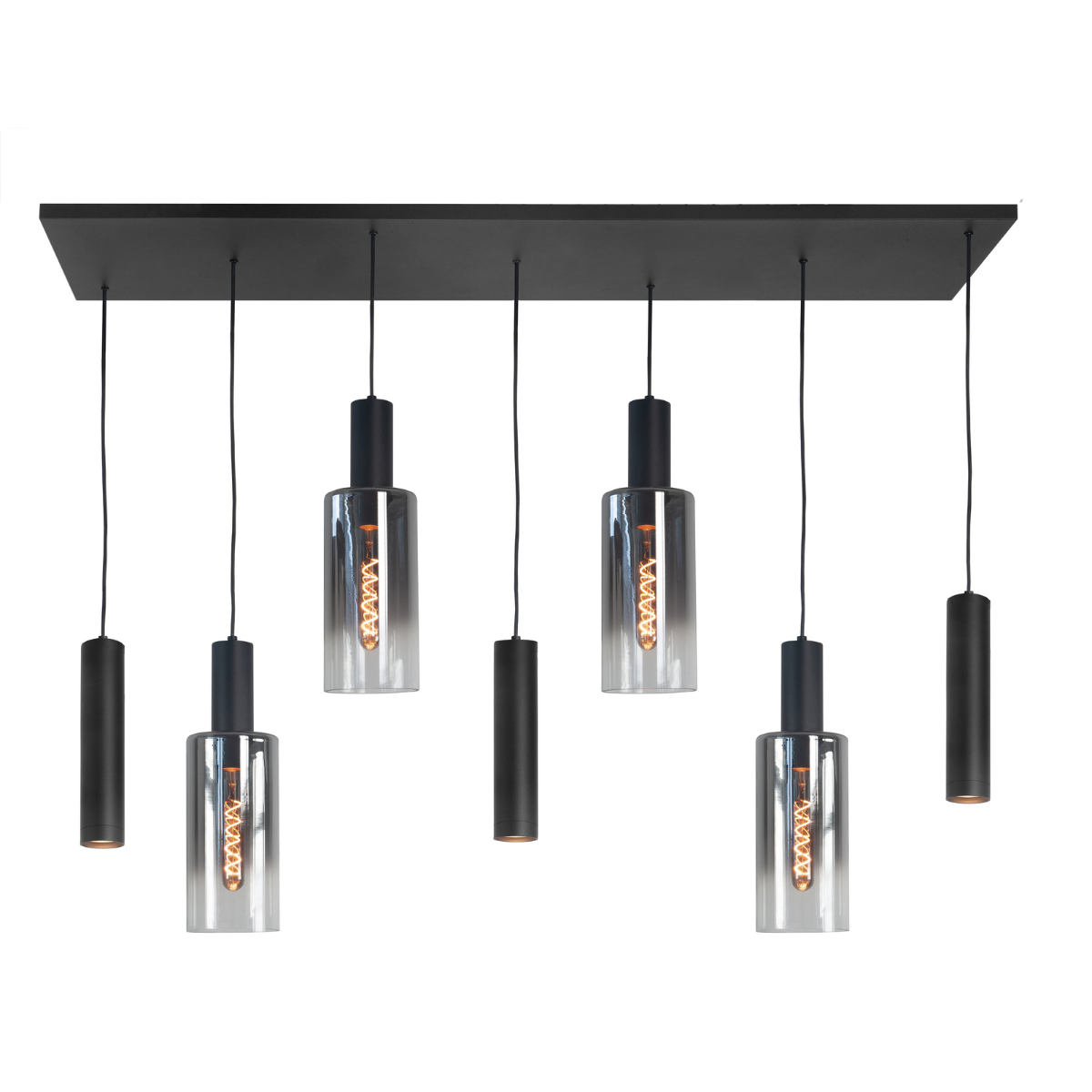 Highlight Hanglamp Perugia Zwart met Glas 7L
