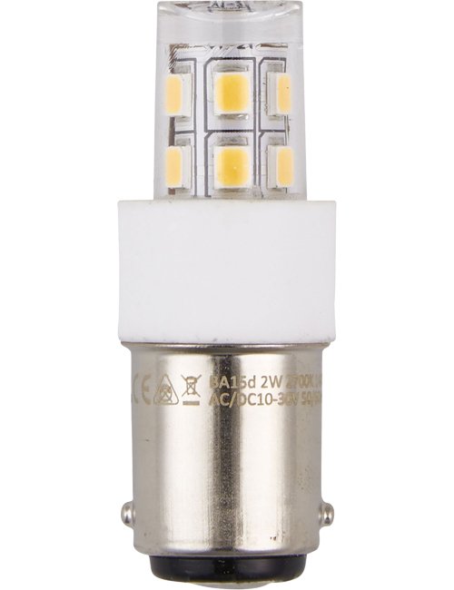 SPL LED Ba15d Tube T17x47 10-30V 190Lm 2W 827 AC/DC Clear Non-Dim