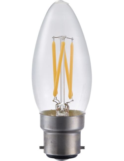 SPL LED Ba22d Fila Candle C35x100 230V 320Lm 4W 925 AC Clear Dim