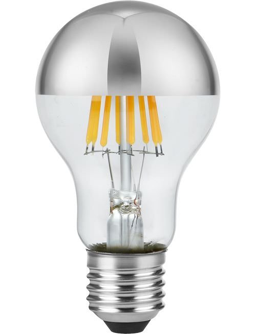 SPL LED E27 Fila GLS Top Mirror A60x105 230V 500Lm 6.5W 925 AC Silver Dim
