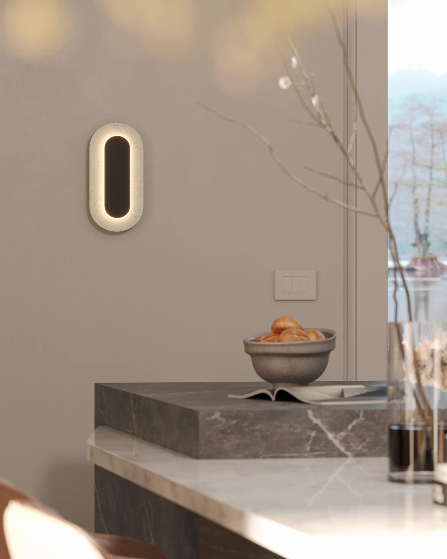 Maxlight W0393 Wandlamp Travertino Ovaal 10W