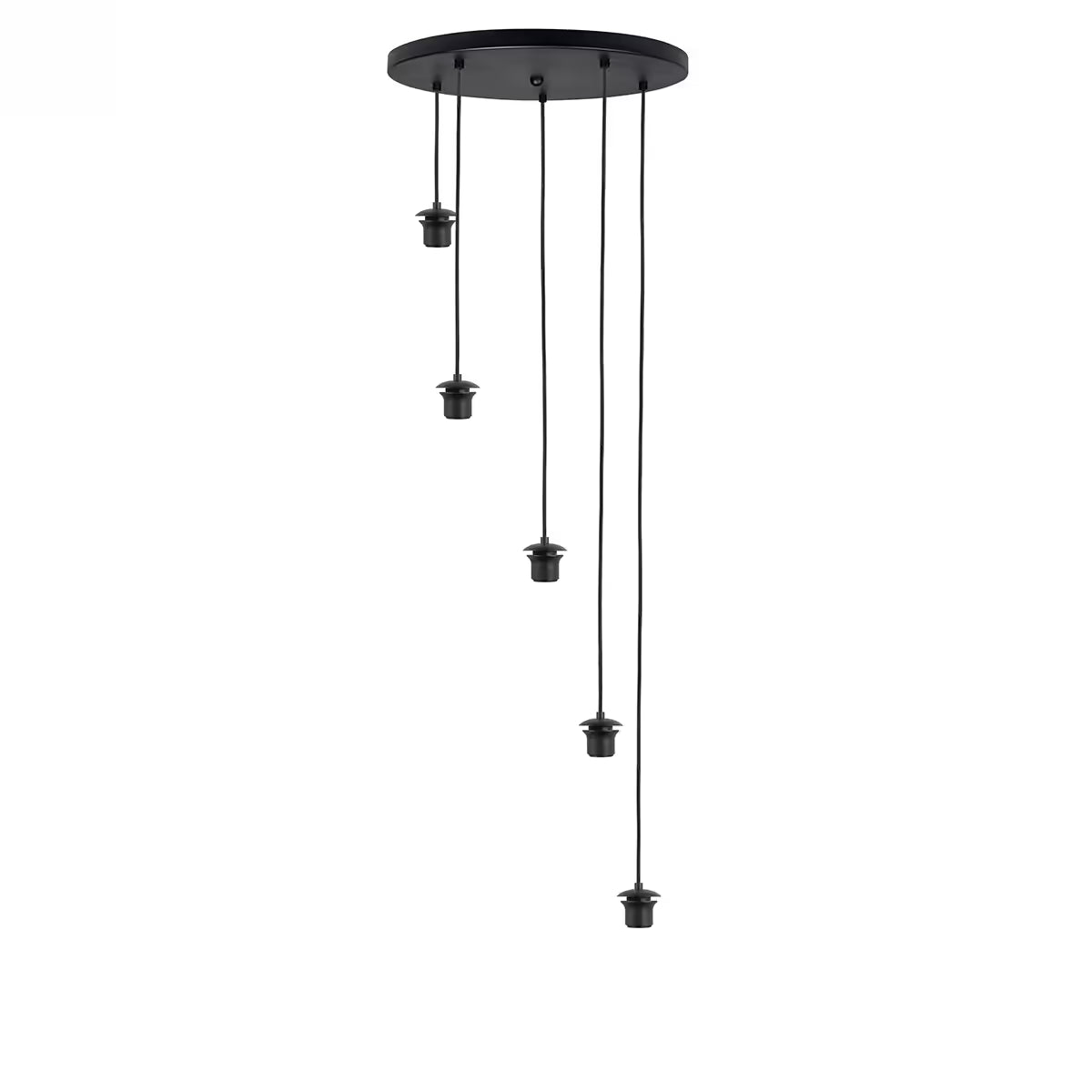 Highlight Plafondplaat Zwart met 5 pendels voor glas 45cm