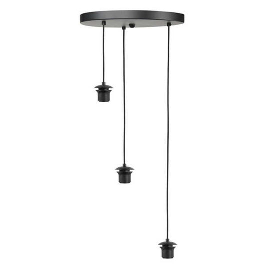 Highlight Plafondplaat Zwart met 3 pendels voor glas 35cm