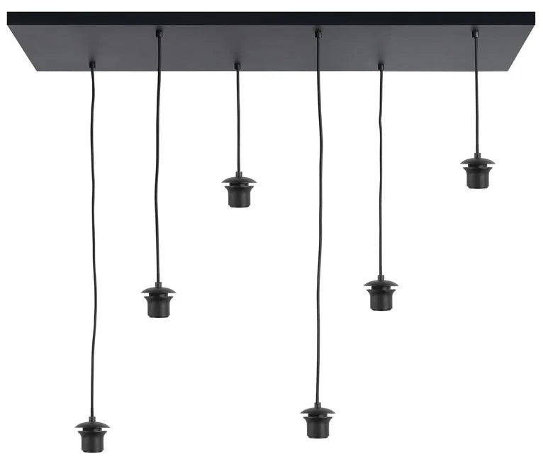 Highlight Plafondplaat Zwart met 6 pendels voor glas 100 x 35cm