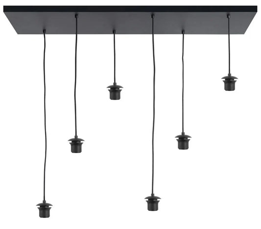 Highlight Plafondplaat Zwart met 6 pendels voor glas 100 x 35cm
