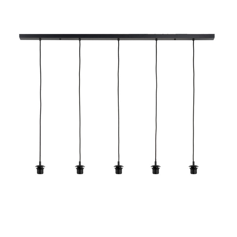 Highlight Plafondplaat Zwart met 5 pendels voor glas 130 x 9,5cm