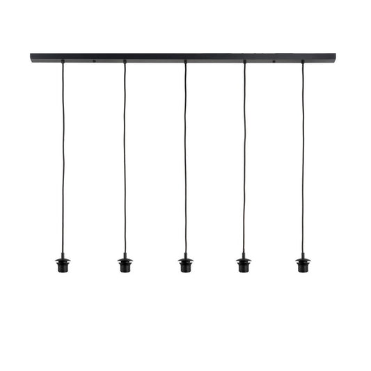Highlight Plafondplaat Zwart met 5 pendels voor glas 130 x 9,5cm