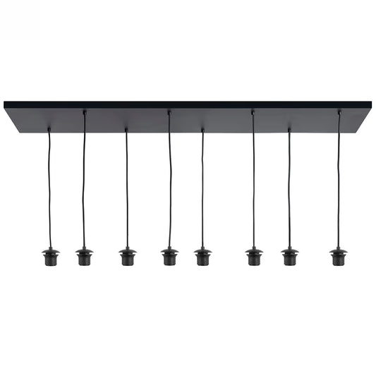 Highlight Plafondplaat Zwart met 8 pendels voor glas 130 x 35cm