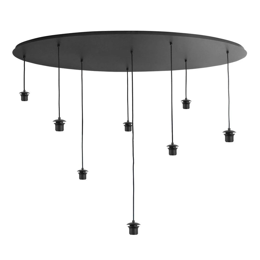 Highlight Plafondplaat Zwart Ovaal met 8 pendels voor glas 140 x 49,5cm