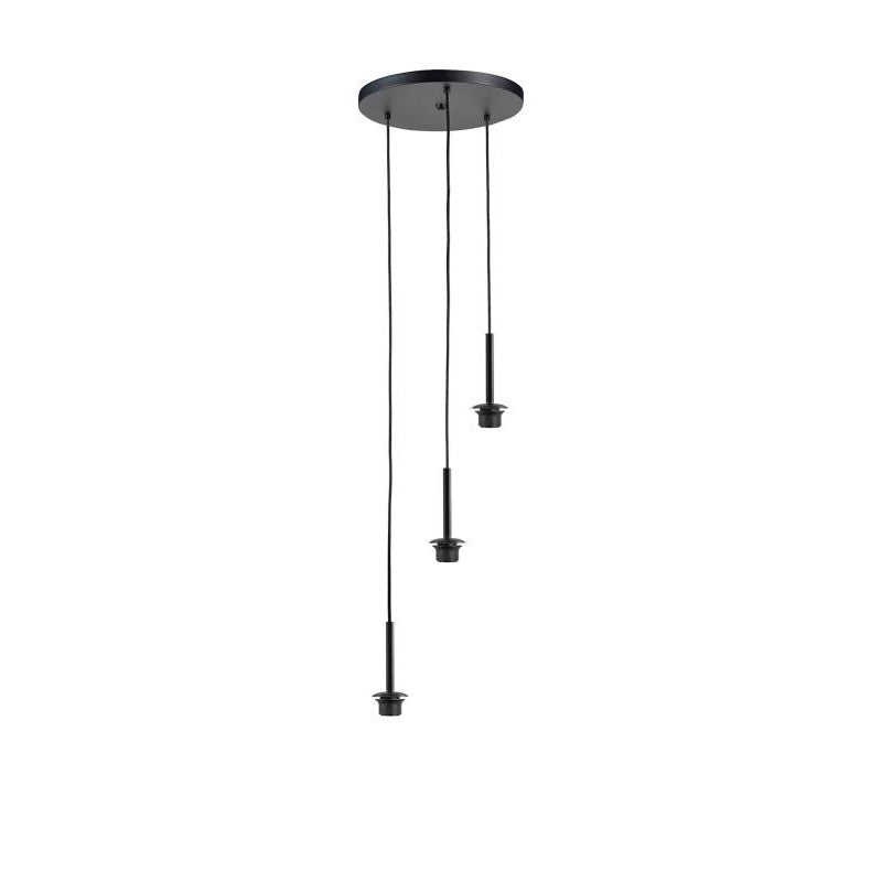 Highlight Plafondplaat Zwart met 3 Bellini pendels voor glas 35cm