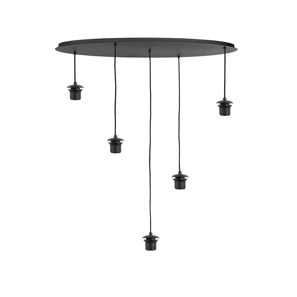 Highlight Plafondplaat Zwart Ovaal met 5 pendels voor glas 100 x 35cm