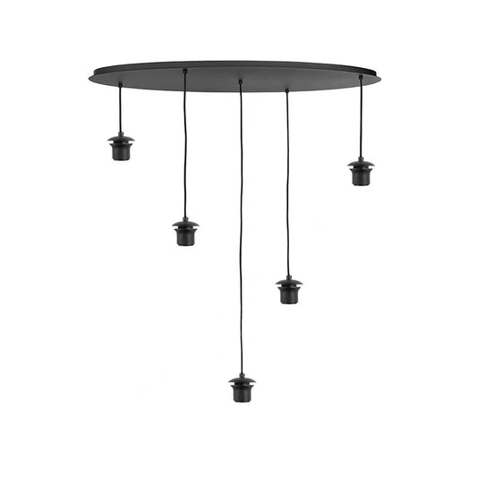 Highlight Plafondplaat Zwart Ovaal met 5 pendels voor glas 100 x 35cm