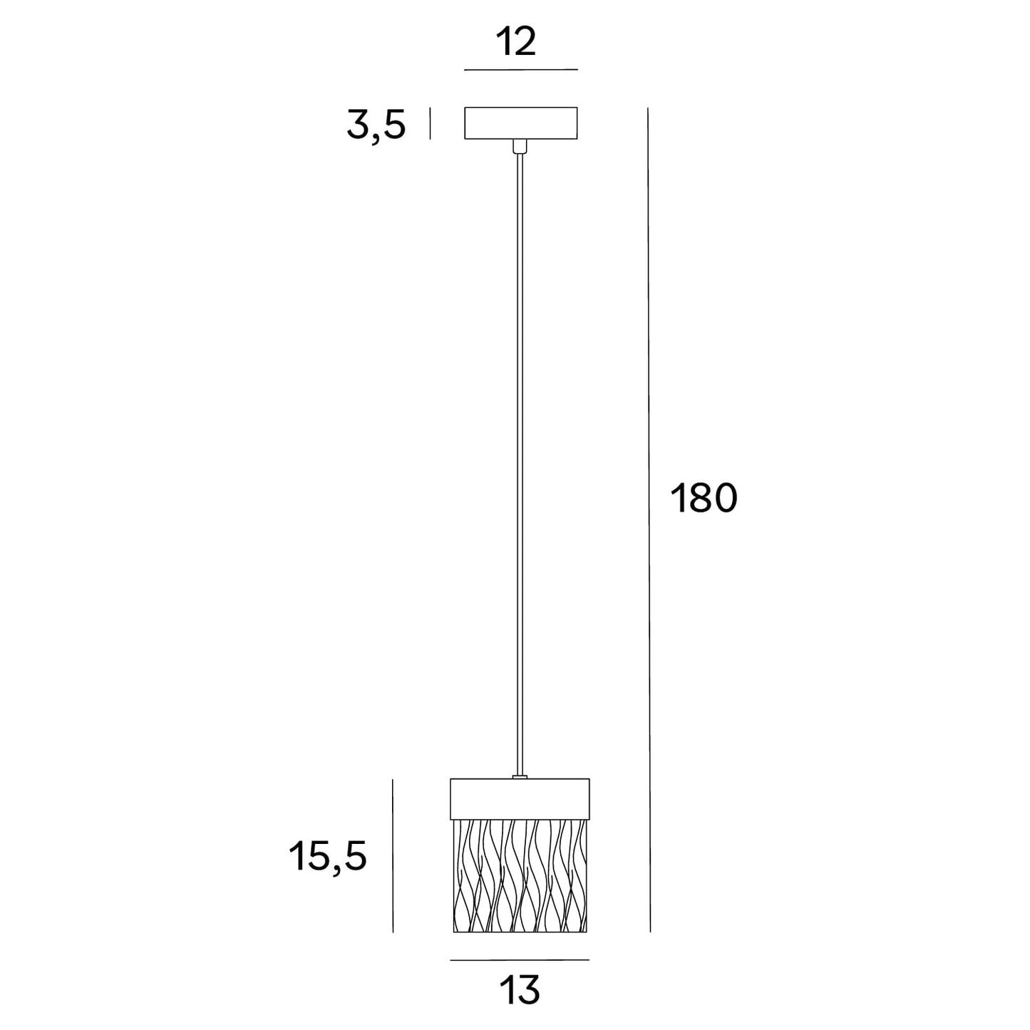 Maxlight P0574D Hanglamp Vetro Geborsteld Zwart