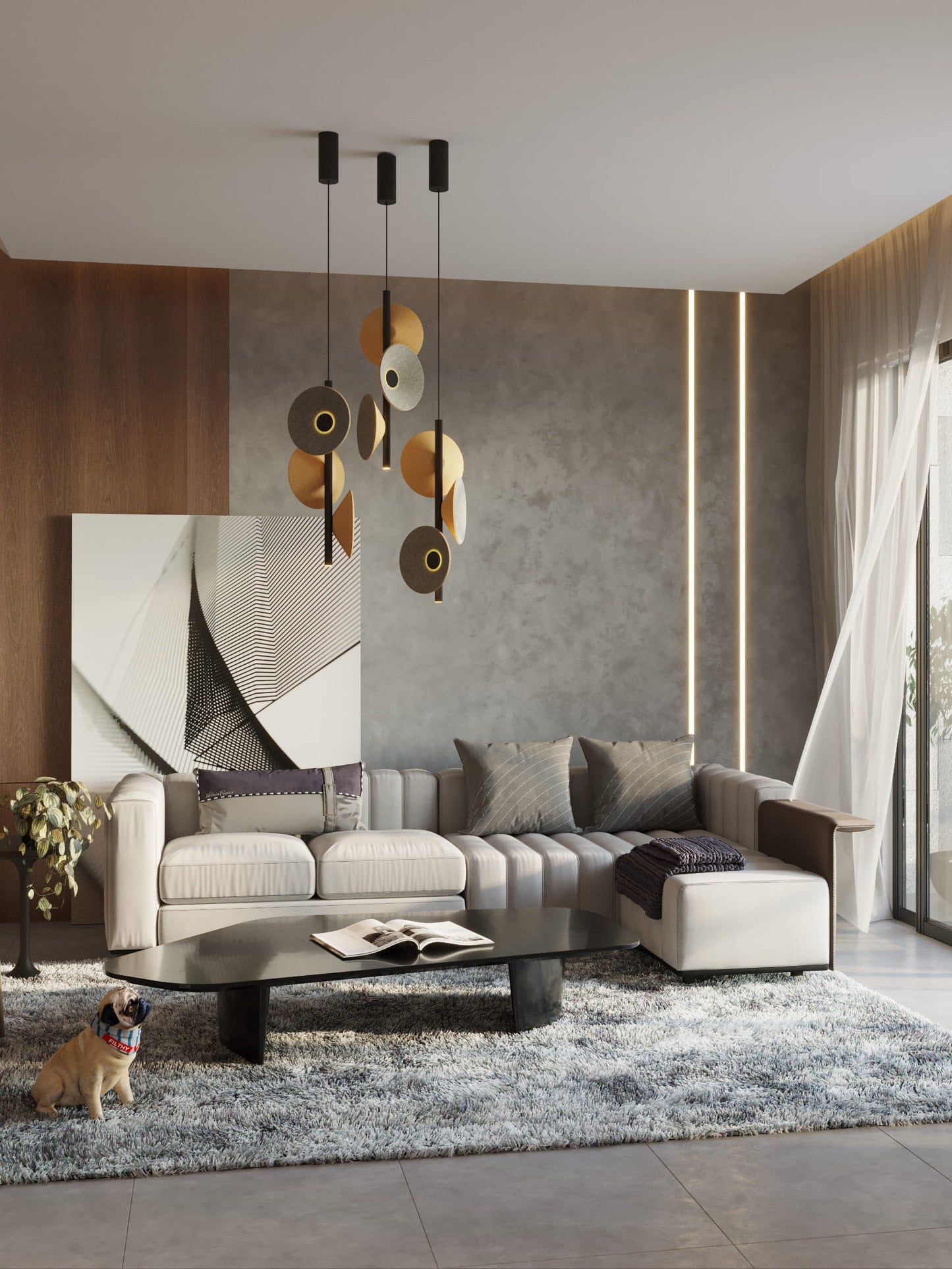Maxlight P0564 Hanglamp Puro Aarde Geel&Grijs