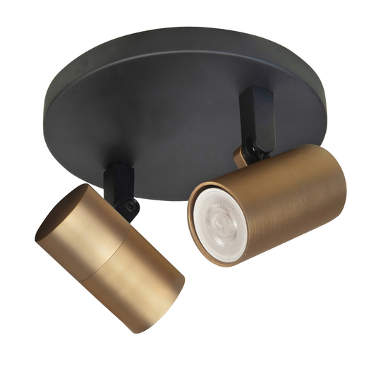 Highlight Opbouwspot Piccolo Zwart/Goud Rond 2L