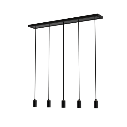 Segula Plafondplaat Zwart Madox met 5 pendels 100 x 15cm