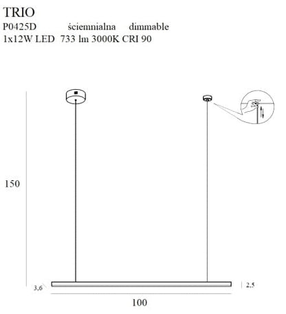 Maxlight P0425D Hanglamp Trio 1 Goud Dimbaar