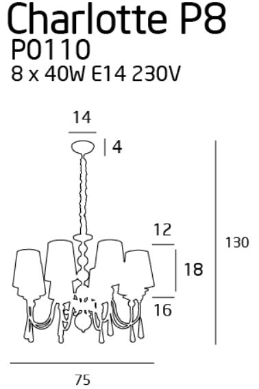 Maxlight P0110 Hanglamp Charlotte 75 Cm